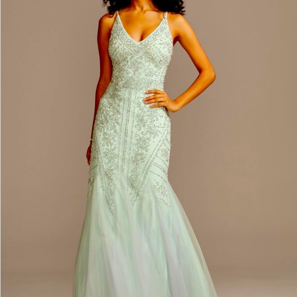 Gorgeous Mermaid Cut Maxi Dress Size 0 Formal Beaded Teal